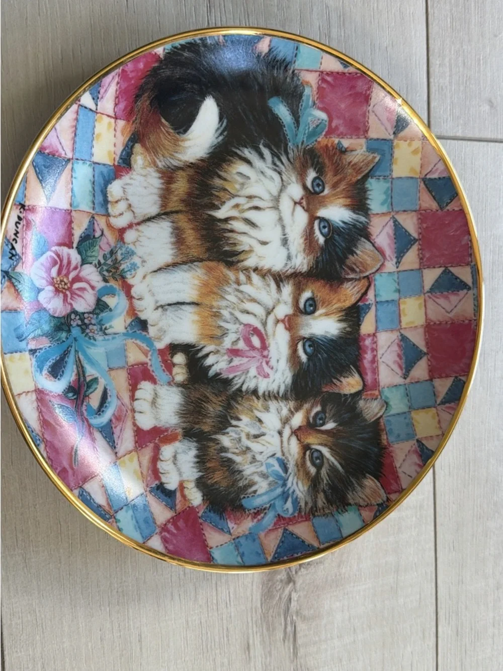 Decorative Cat Plate - Kittens Franklin Mint Patchwork Pals K.Duncan